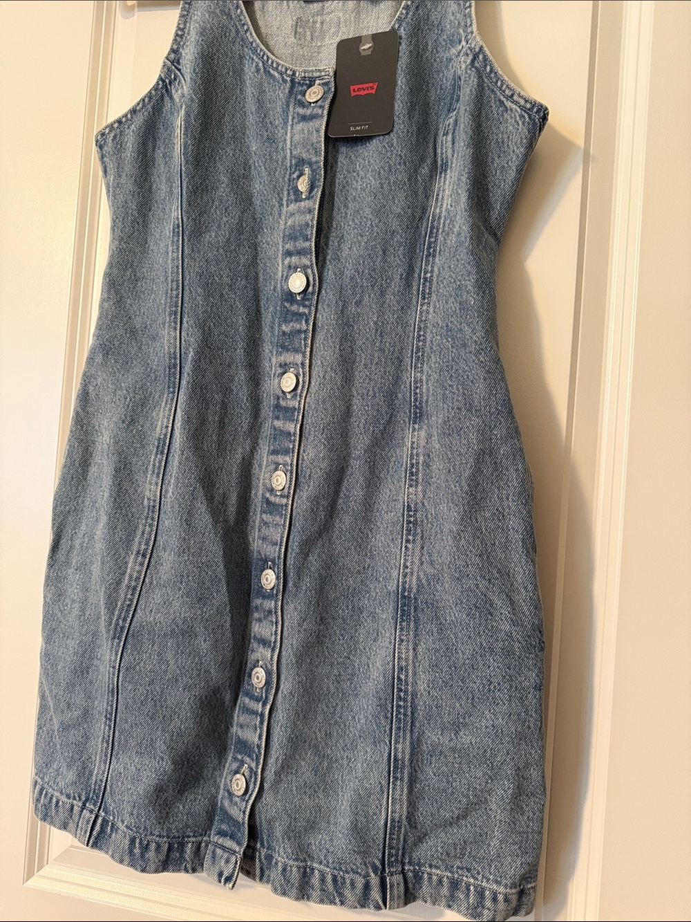 Brand New Levi's Tuli Denim Women Mini Dress, S 100% Cotton, Pockets, Slim Fit - Picture 3 of 12